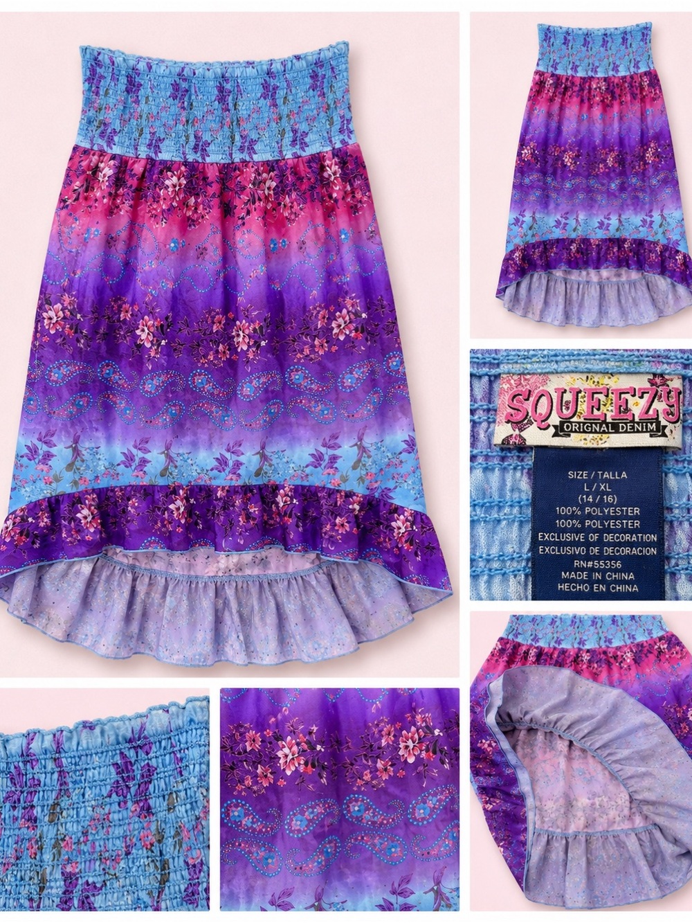 Purple Ombre Floral high low tube dress
